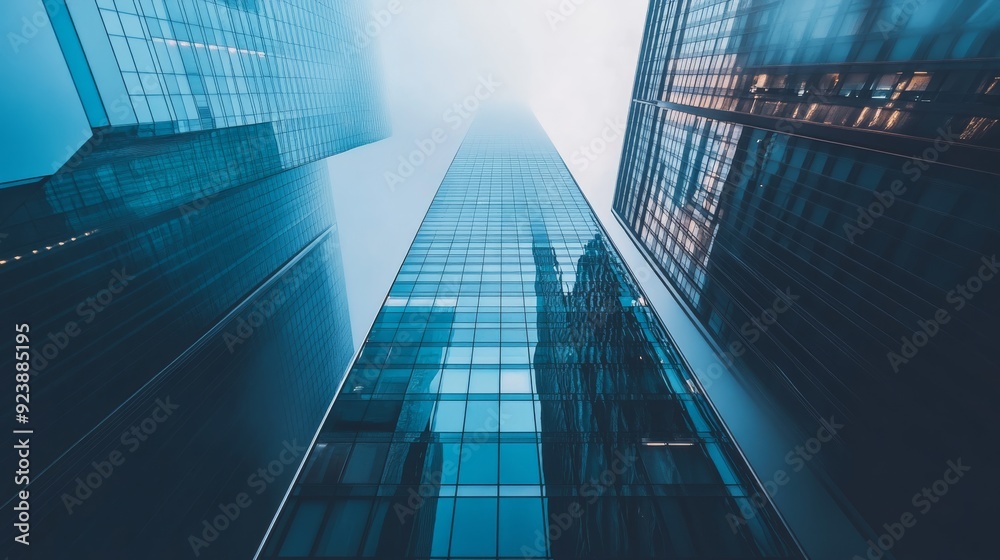 Aufkleber contemporary high-rise with a smooth glass facade and sharp architectural lines standing tall in a c