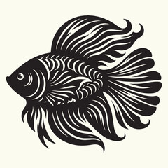 Fish art Vector Illustration Black silhouette