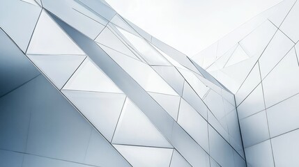 Fototapeta premium New office structure with a sleek, reflective exterior and a dynamic geometric pattern.