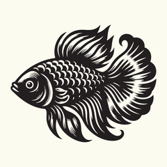 Fish art Vector Illustration Black silhouette