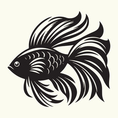 Fish art Vector Illustration Black silhouette