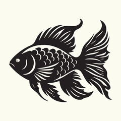 Fish art Vector Illustration Black silhouette