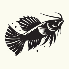 Fish art Vector Illustration Black silhouette