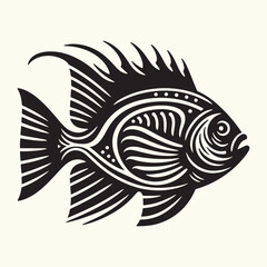 Fish art Vector Illustration Black silhouette