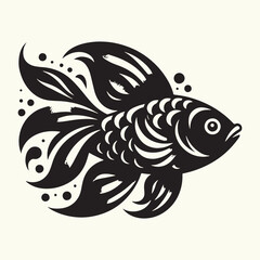 Fish art Vector Illustration Black silhouette