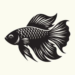 Fish art Vector Illustration Black silhouette