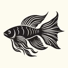 Fish art Vector Illustration Black silhouette