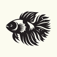 Fish art Vector Illustration Black silhouette