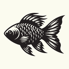 Fish art Vector Illustration Black silhouette
