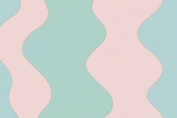 Soft curvy waves in pastel pink light blue and mint green perfect for a modern calming design, AI Generated