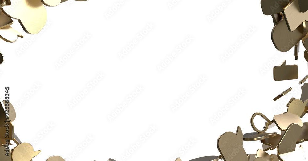 Poster 3D rendering flying email icon and web flying