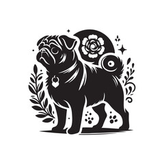 Pug Dog Illustration silhouette vector