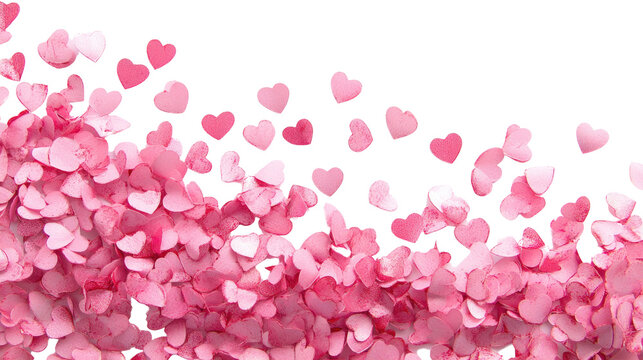 Pink heart confetti transparent background