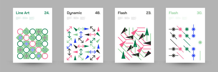Comprehensive Set of Geometric Patterns: Ideal for Designers, Featuring a Wide Range of Symmetrical Shapes and Repeating Motifs for Versatile Use in Digital and Print Projects. Vector Illustration.