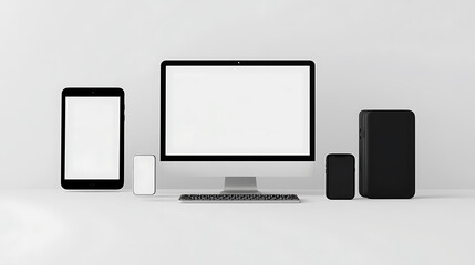 Fototapeta premium Mobile devices, mockup style, the technological devices facilitate communication and work.