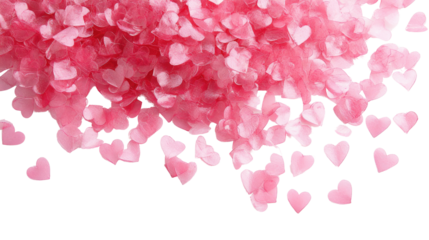 Pink heart confetti transparent background