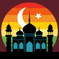 Retro-inspired mosque art vector illustration