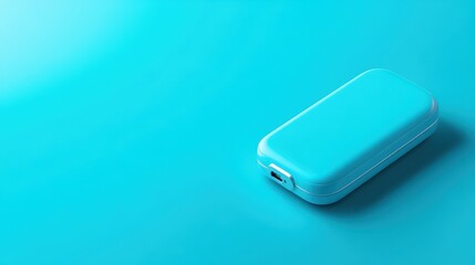 Fototapeta premium Sleek turquoise charging case on a smooth background, perfect for showcasing modern tech accessories and lifestyle products.