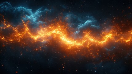 element of worlds darkness cenematic lighting Electric lightning in orange-blue tones