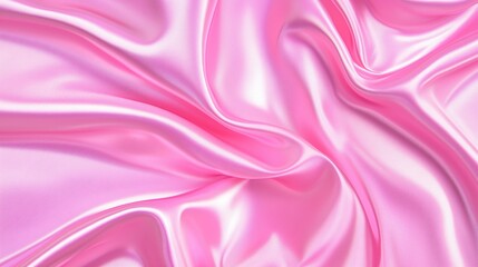 Fototapeta premium A pink silk fabric with a wavy folds pattern.