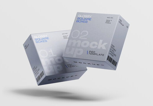 Glossy Square Box Mockup