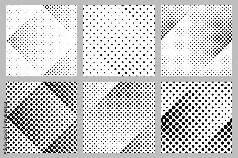 Poster geometrical seamless circle pattern background design set - abstract vector graphic from circles