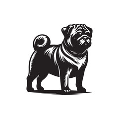 Pug Dog Illustration silhouette vector