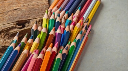 Fototapeta premium Buy colored pencils set with sharpener 