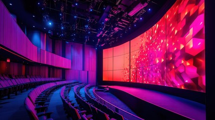 keynote presentation features a sleek, modern stage setup with interactive technology and dynamic visuals to showcase groundbreaking concepts