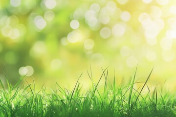 Obraz premium natural grass background with blurred bokeh and sun, ai