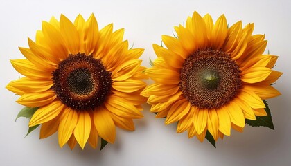 Fototapeta premium sunflower close-up on a white background, top view 