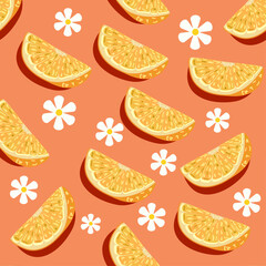 Vector pattern of oranges in doodle style. orange pattern