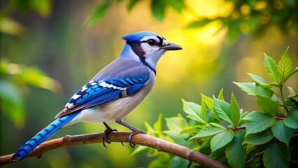 A Detailed Portrait of a Blue Jay Against a Natural Background  generative AI