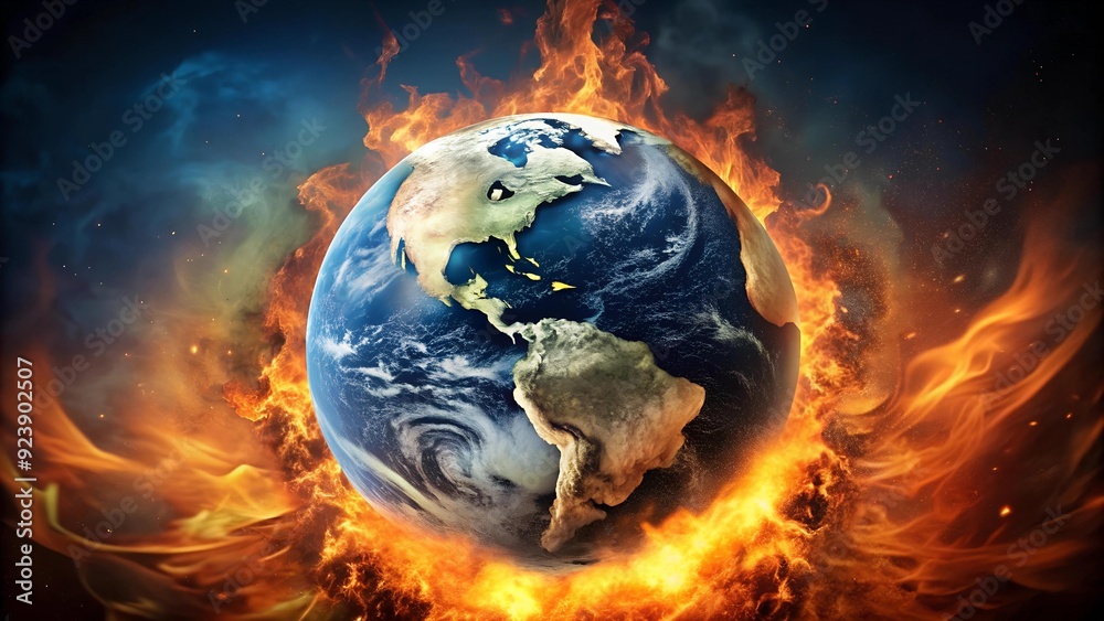 Canvas Prints a world in flames: the earth's cry for help generative ai