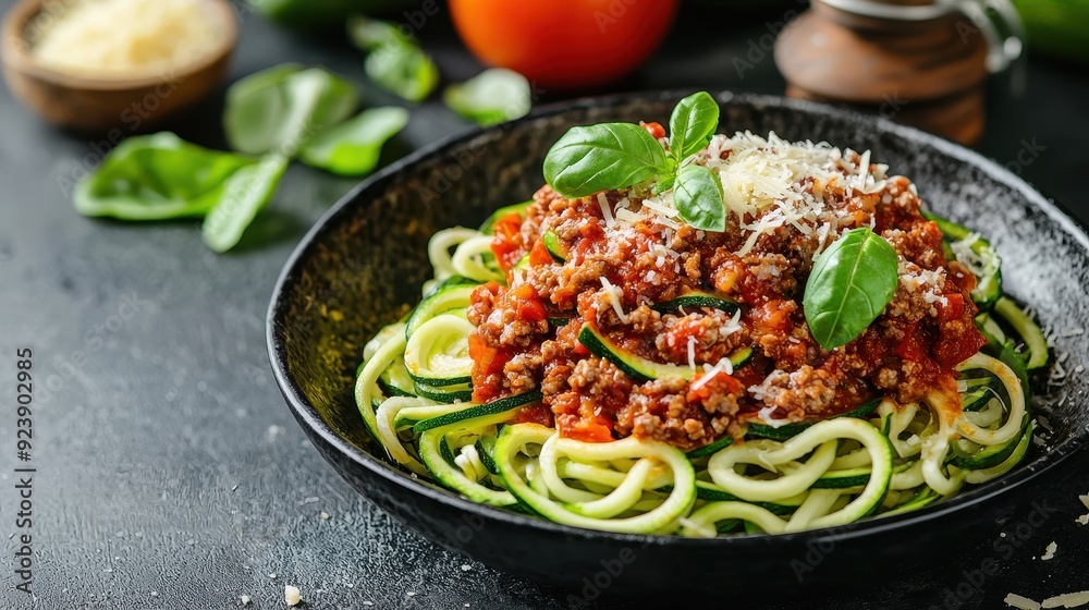 Canvas Prints zucchini noodles with meat sauce