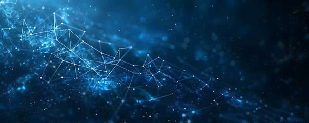 A close-up view of a spider web technology background, set against a dark blue background with glowing lights or energy beams 