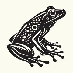 Frog line art Vector Illustration Black silhouette