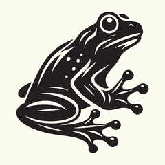 Frog line art Vector Illustration Black silhouette