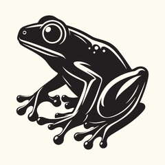 Frog line art Vector Illustration Black silhouette