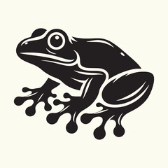 Frog line art Vector Illustration Black silhouette