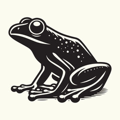Frog line art Vector Illustration Black silhouette