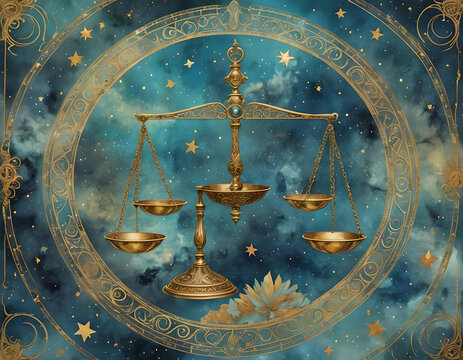 Libra zodiac 3D Sky graphic background