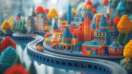 トイブロックのジオラマの街