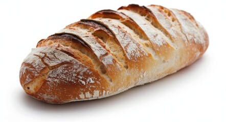 Freshly Baked Rustic Bread Loaf With Sliced Crust on a Linen Cloth