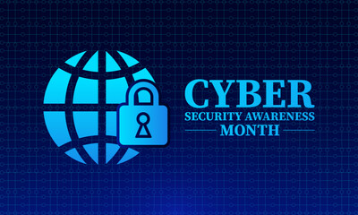 National Cyber Security Awareness Month is an annual campaign held every October to raise awareness about the importance of cybersecurity. Holiday concept. Template for background, banner, Vector