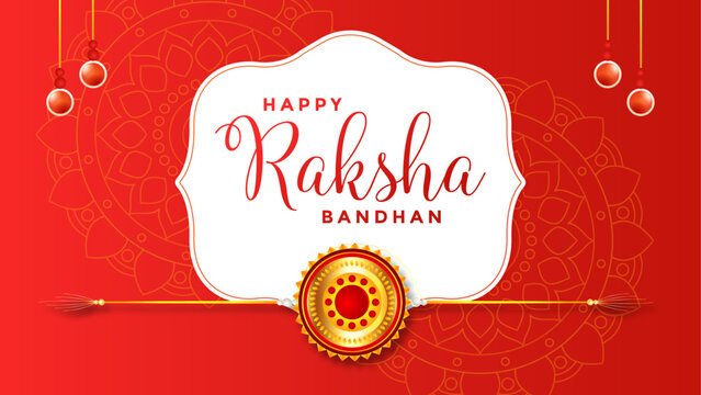 Happy Raksha Bandhan, Typographic Design, Beautiful Rakhi Design with Creative Background, banner, flyer, social media post template design with decorative rakhi, Digital Background, Web banner design