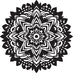 Mandala  Black and White Logo Vector art illustration Graphic – SVG Design.