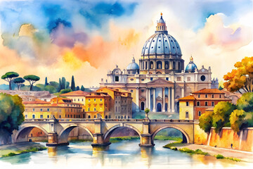 Fototapeta premium Vatican. The Papal Basilica of Saint Peter in the Vatican, largest church in the World. 