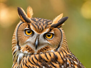 Fototapeta premium Majestic Owl Perched Gracefully in Natural Habitat During Early Morning Light