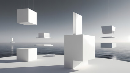 Ethereal Minimalism and Geometric Harmony in Digital Art Generative AI